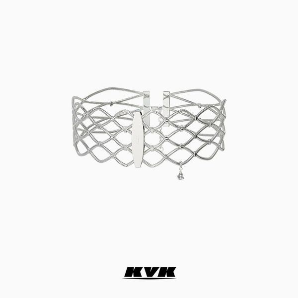 

chokers kvk niche necklace women's simple clavicle chain fashion neck light luxury mesh knitting haoshi open collar, Golden;silver