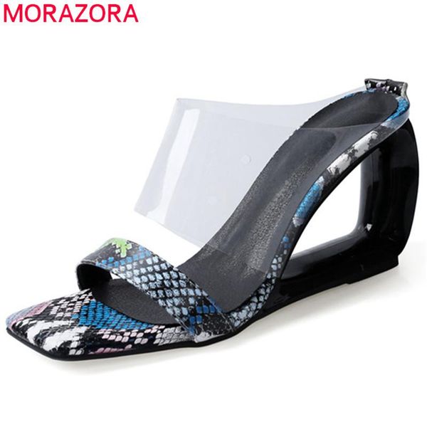 

wedges sandals women shoes snake transparent pvc street style summer ladies party footwear, Black