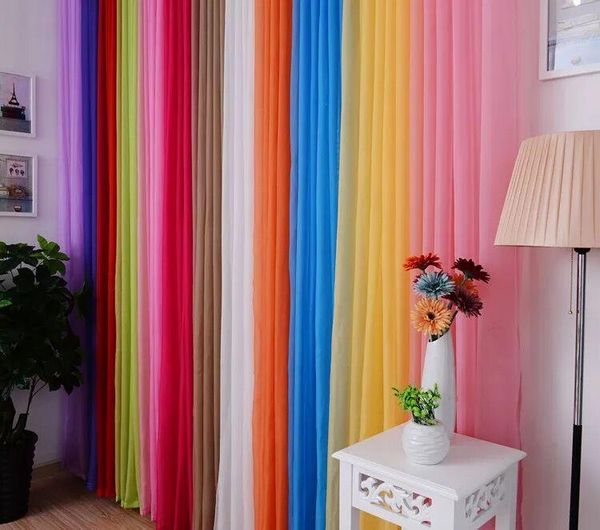 

color 2021 rainbow curtain tulle door window drape panel sheer scarf valances modern bedroom living room curtains & drapes