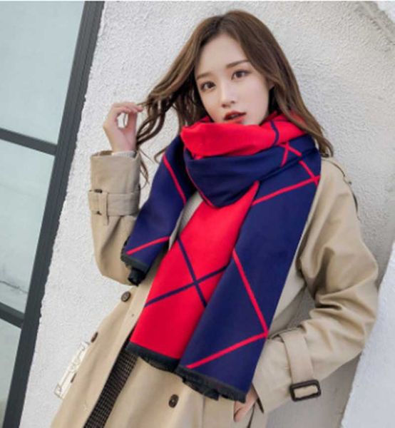 

scarves autumn and winter women's korean cashmere like double-sided scarf lengthening warm super large shawl, Blue;gray