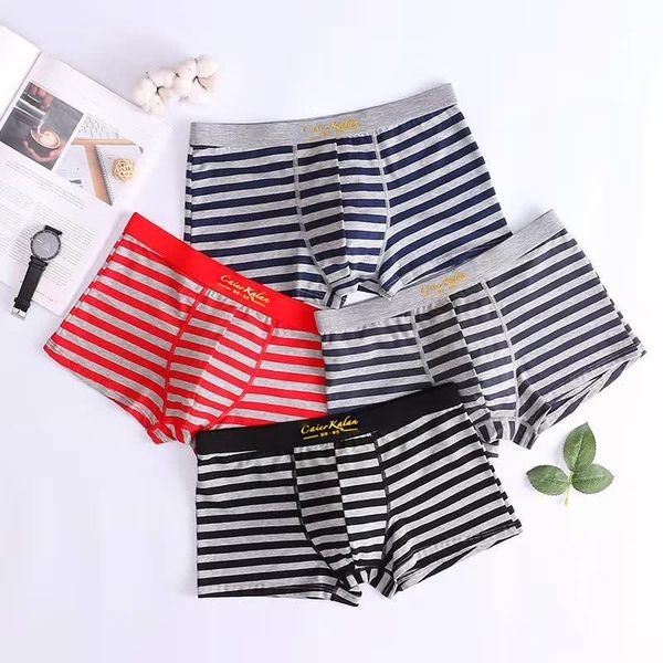 

underpants 4pcs/ lot boxer homme men underwear man shorts panties breathable comfort modal cotton stripe, Black;white