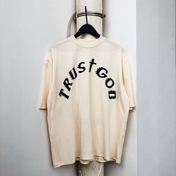 

women's t-shirt 2021ss kanye west t shirt trust god sunday service holy spirit cpfm t-shirts of cotton khaki casual shirts, White
