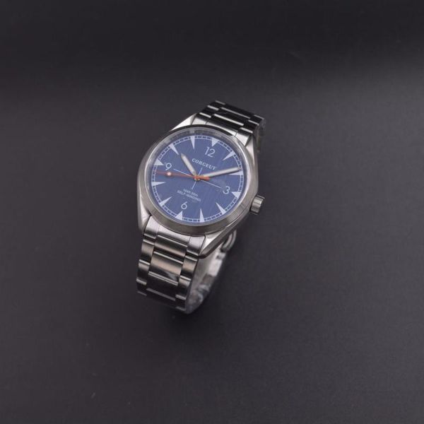 

wristwatches 41mm men clock miyota automatic full steel blue dial mechanical sapphire glass dress wristwatch luxury brand, Slivery;brown