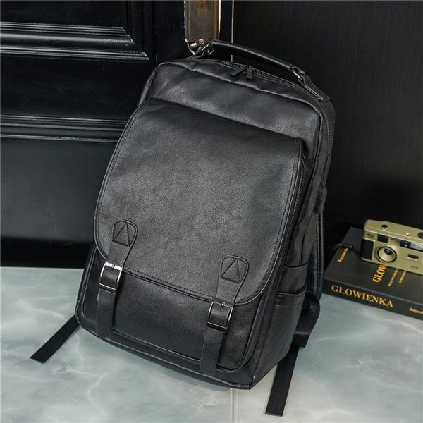 

backpack xiao.p fashion men's pu leather large capacity bag trend computer leisure tide