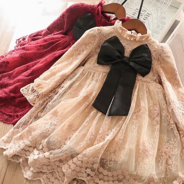 

girl's dresses 3-8y girls winter dress big bow red christmas lace floral princess ceremony prom gown wedding event for1, Red;yellow