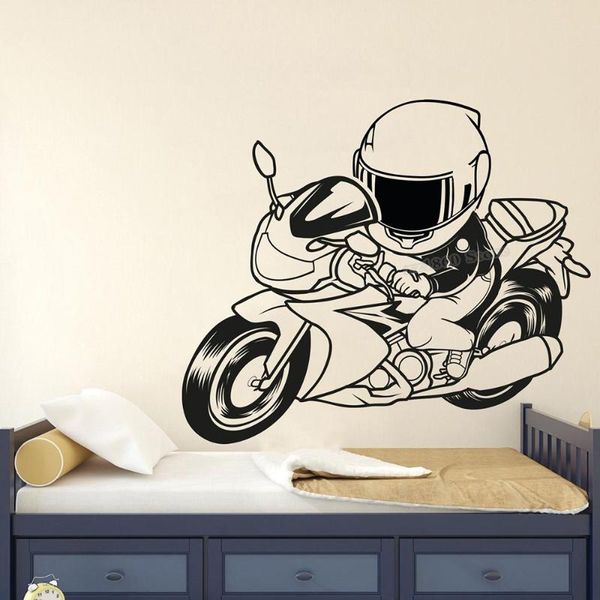 

wall stickers motorcycle decal racing bike art decor motocross sticker motorcross jumping room design b717