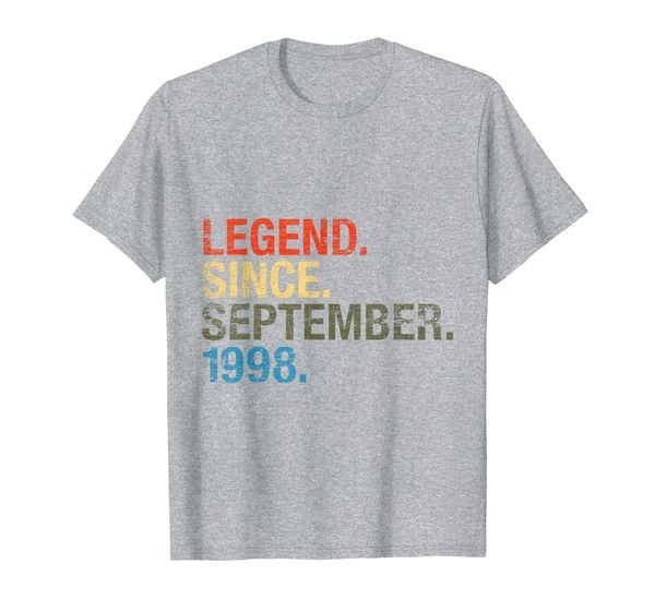 

legend since september 1998 bday gifts 21st birthday t-shirt, White;black