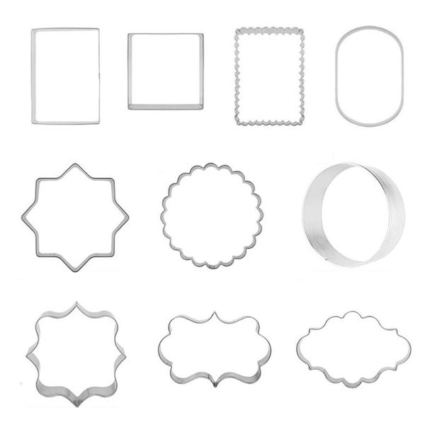 

frame lace cake cookie cutter mold stainless steel biscuit mould diy fondant pastry decorating baking tools 10pcs/set moulds