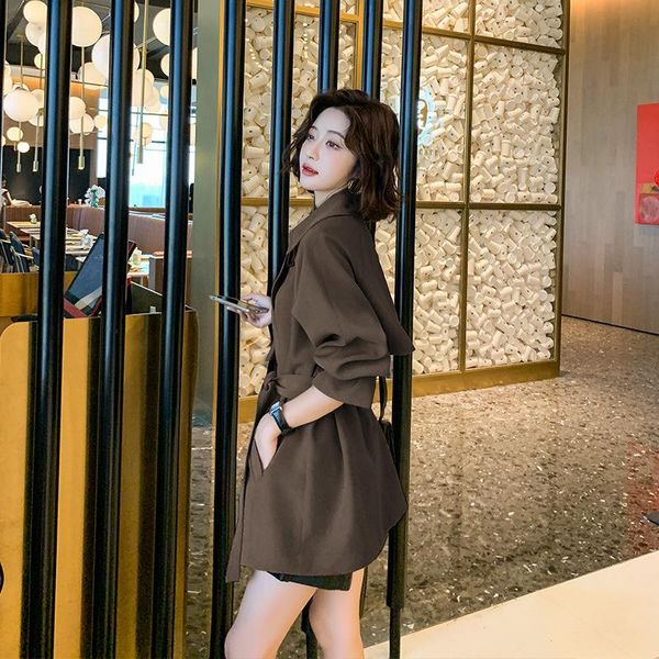 

women's wool & blends woolen coat middle and long style 2021 winter dress autumn korean version loose temperament small, Black