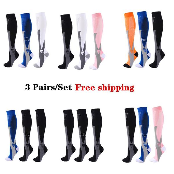 

men's socks 3 pairs compression 30mmhg cycling fit edema diabetes varicose veins sport soccer running, Black