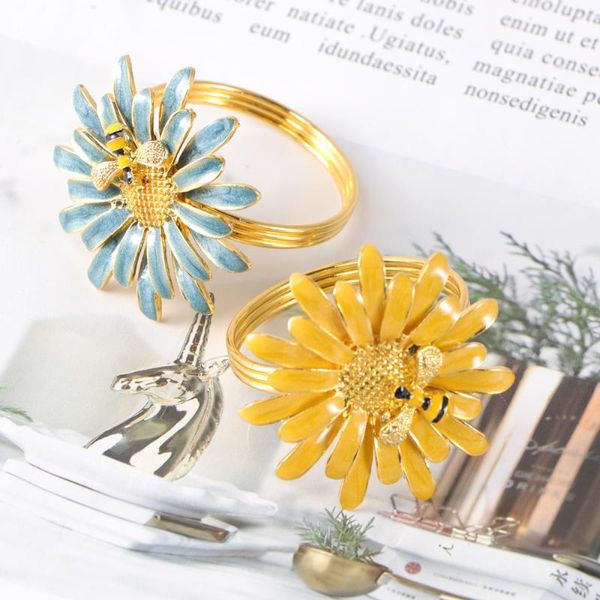 

table napkin 2pcs rings buckles bee flowers shape design zinc alloy for dining (mixed color)