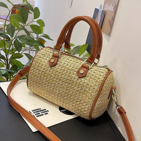 

shoulder bags fashion weave beach bag women large boston tote 2021 summer straw handbag vacation travel messenger sac a main
