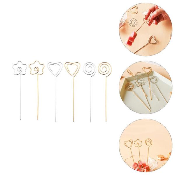 

forks 6pcs creative stainless steel fruit picks household (assorted color)