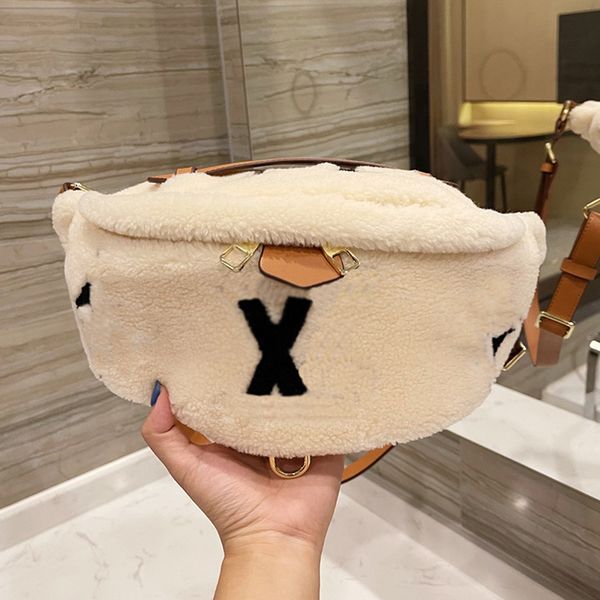 

designer women teddy terry fanny chest pack bag france paris luxury brand l lambswool plush printed crossbody waist handbags lady monograms