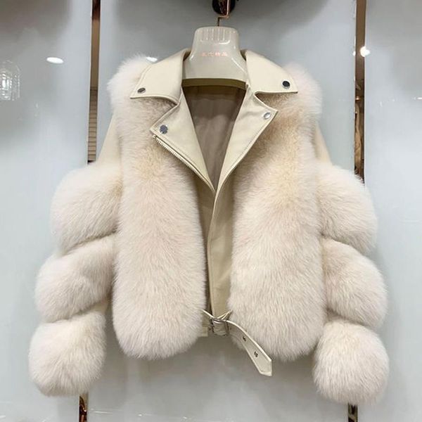 

women's fur & faux [ewq] 2021 winter women korea chic mink velvet whole thickened warm lapel lady leather spliced coat female tide 16e4, Black