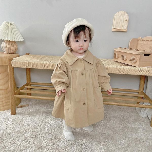 

coat toddler girl spring autumn trench 2021 fashion kids baby solid color clothing casual korean style outerwear 1-6y, Blue;gray