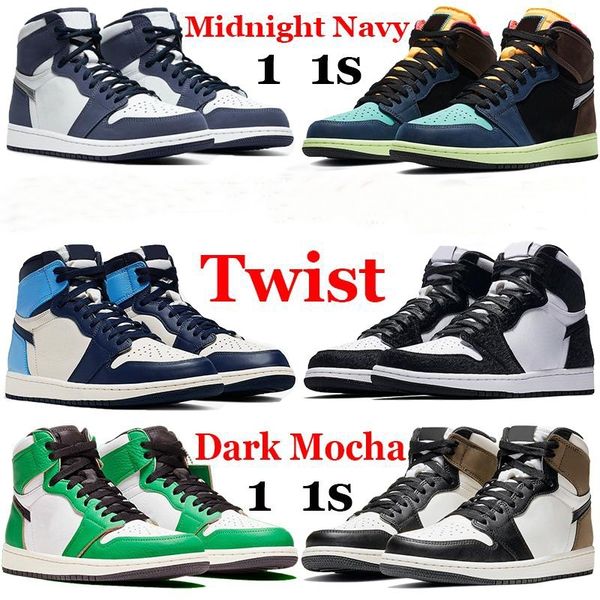 

with box jumpman 1 1s basketball shoes midnight navy dark mocha twist unc mens running sneakers royal chicago toe light smoke grey trainer