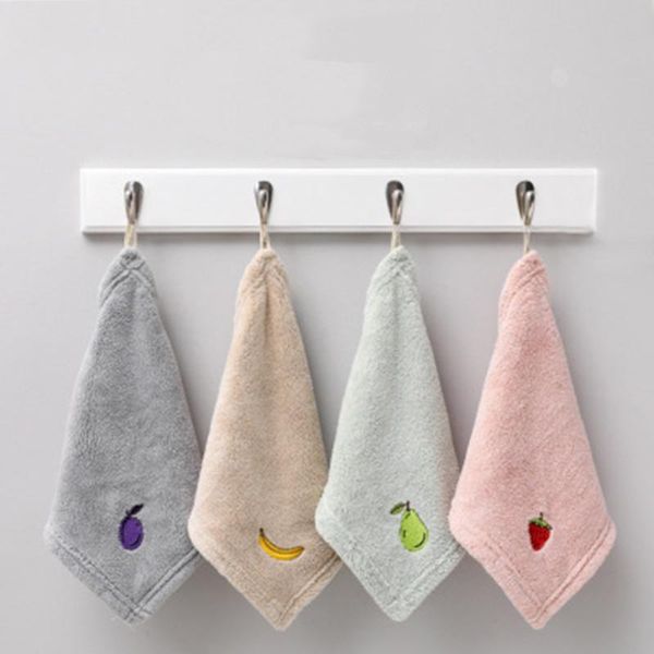 

1pc coral velvet fruit hand towels bathroom hanging 25*25 cm lint-cleaning cloth cleaner kitchen absorbent dishcloth towel