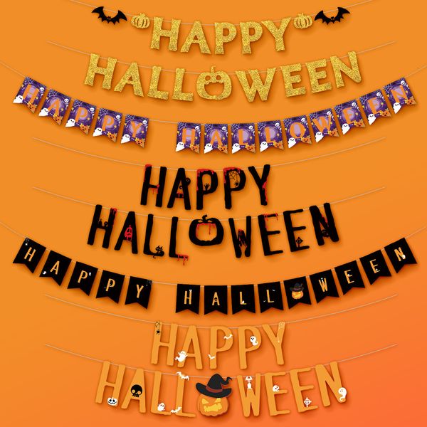 

2021 halloween flag pulling happy letter banner party decorations