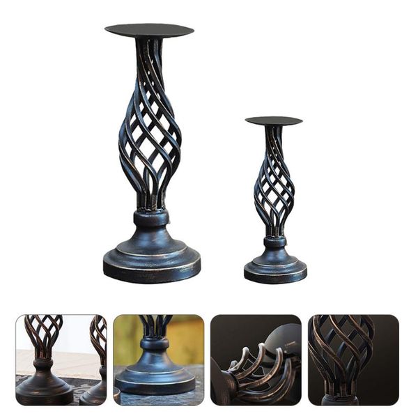 

candle holders 2pcs decorative holder retro hollow candlestick dining table adornment