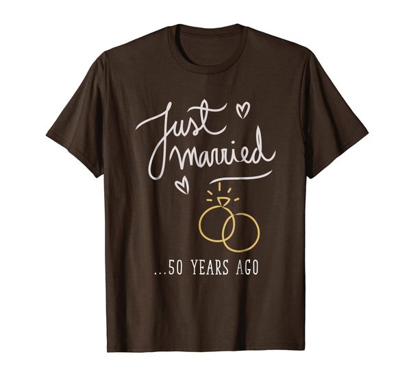 

just married 50 years ago marriage t shirt, White;black