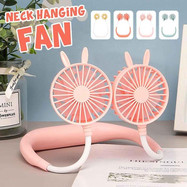 

electric fans adjustment mini usb fan hands-neck band hanging rechargeable sports 3 gears wearable air cooler conditioner