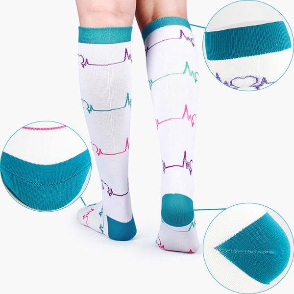 

sports socks compression for anti fatigue pain relief knee prevent varicose veins men women, Black