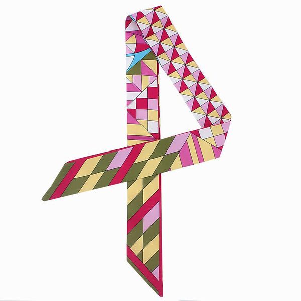 

scarves casual bag handle decorate print scarf ribbon for women geometric silk tie fashion headband lady, Blue;gray