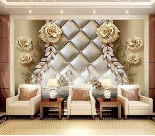 Wallpapers feitos sob encomenda Fotomural arte moderna pintura de alta qualidade wallpape ouro casa de jóias de jóias de jóias TV papel de fundo