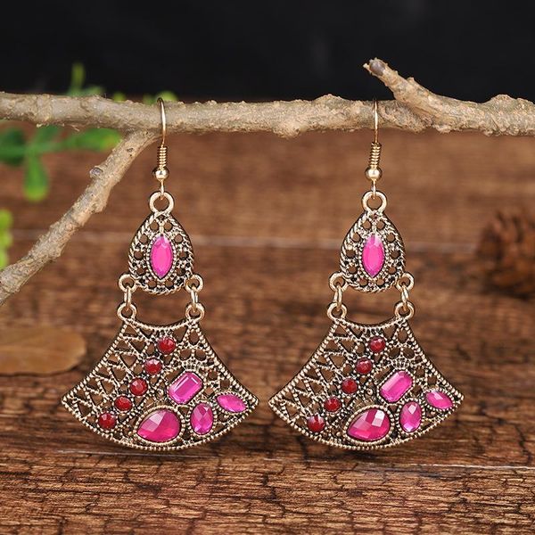 

dangle & chandelier ethnic retro red sector jhumka earrings for women vintage turkey boho gold carved dangling, Silver