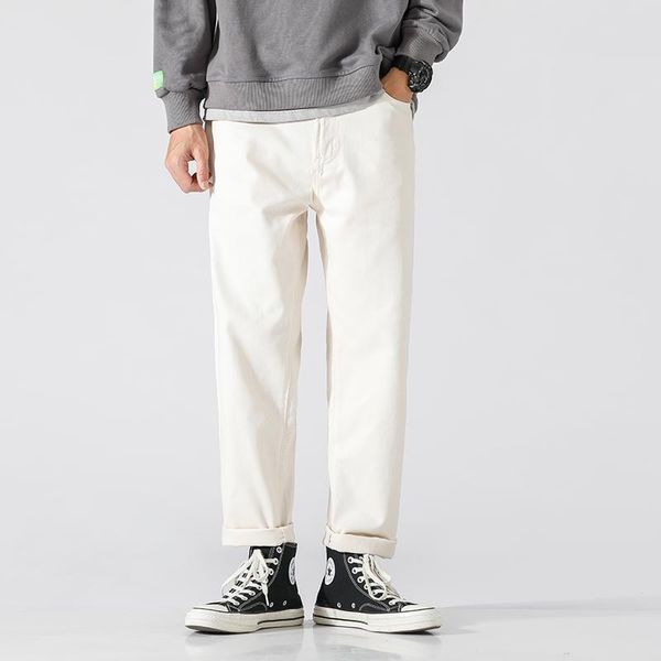 

men's pants men casual white twill chino, Black