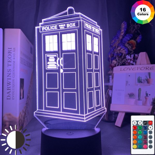 

3d optical led night light lamp for kids bedroom decoration police box gift for child room bedside lights