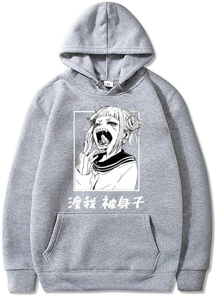 

men's hoodies & sweatshirts my hero academia pullover hoodie sweater riman himiko toga loose women's sweatshirt, Black