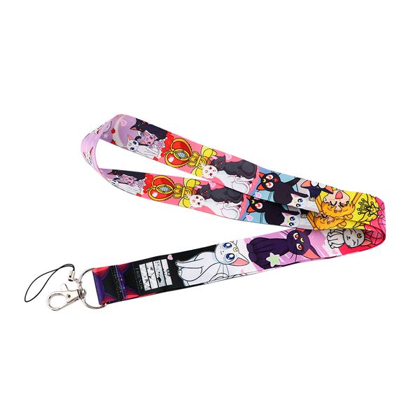 

10pcs/lot j2504 anime printed lanyard strap for phone s cartoon lanyards id badge with key ring holder, Silver