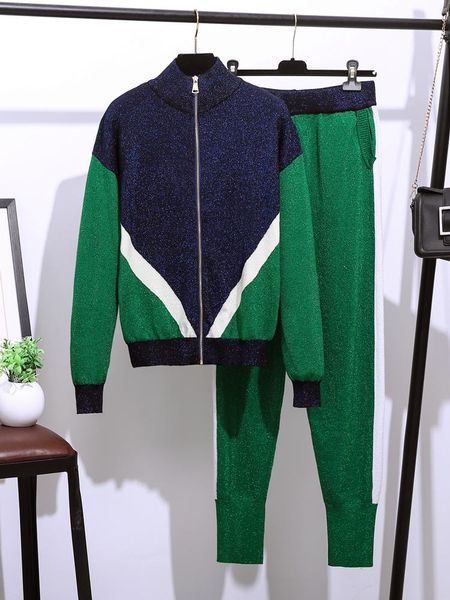 

the fashion casual thin and bright silk knit pants two-piece women suit set women's two piece, White