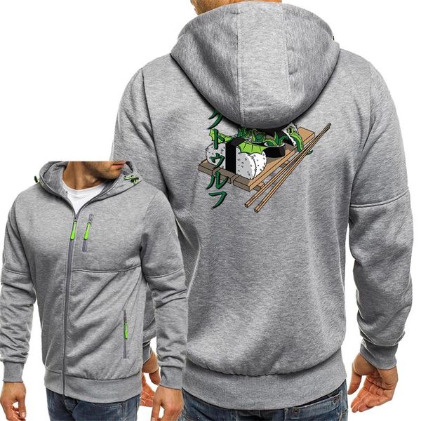 

men's jackets japan style manga graphic men sushi cartoon funny sweatshirt outerwear harajuku zipper coat mens fashion casual jacket, Black;brown