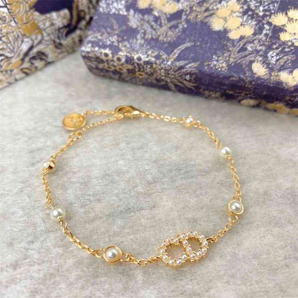 

75% off outlet online pearl crystal bracelet letter with next door lady hand ornament, Silver