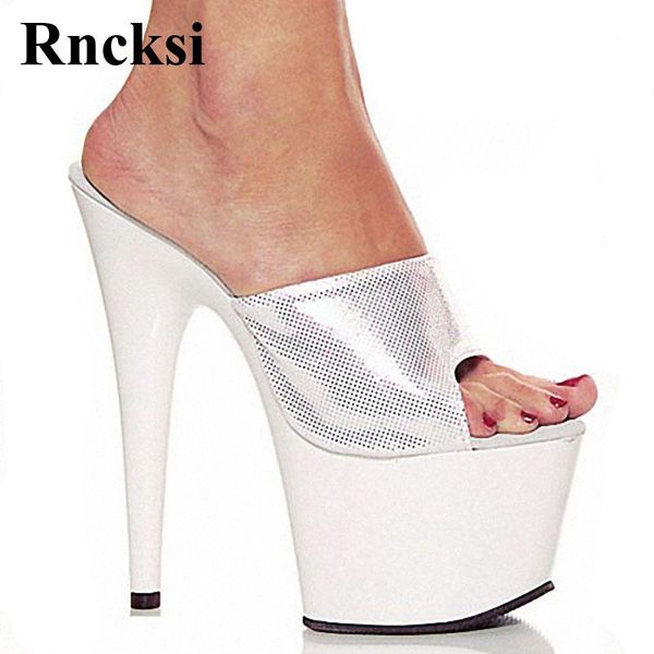 

rncksi white women high platform open toe shoes 17cm high-heeled slippers, Black