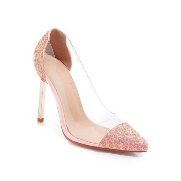 

sandals 2021 summer sequin pointed stiletto women's size 32-43, Black