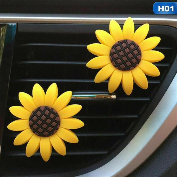 

car air freshener sunflower shape auto outlet perfume solid fragrance decor ornament conditioner vent clip car-styling