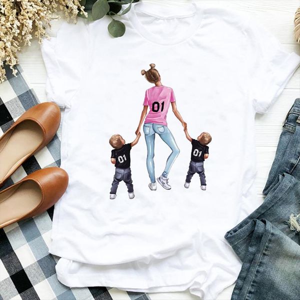 

90s plus size 4xl boy womens son cartoon love mama clothes mom mother ladies graphic printed tee female, White