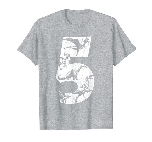 

funny 5 years old birthday boy dinosaur t rex t-shirt, White;black