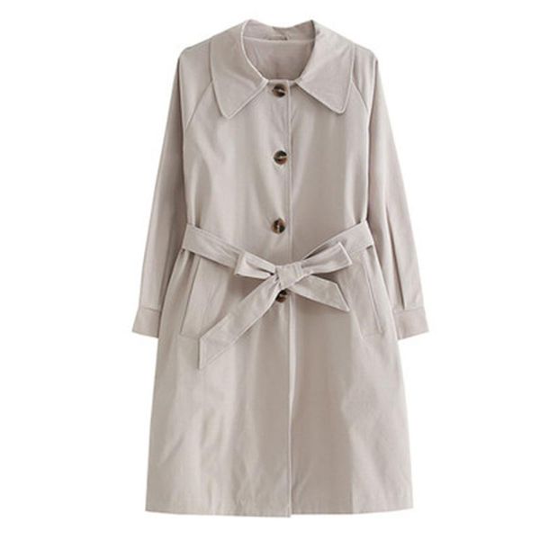 

arrivals women's windbreaker casual loose female trench coats vintage khaki outerwear trendy lady long clothing, Tan;black