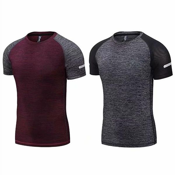 

arrival men tight gym compression sport shirt man running short sleeve jerseys, Black;blue