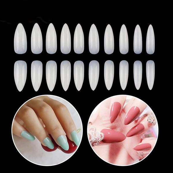

false nails 600pcs stiletto nail tips artificial fingernails ballerina in 10 sizes for diy art, Red;gold