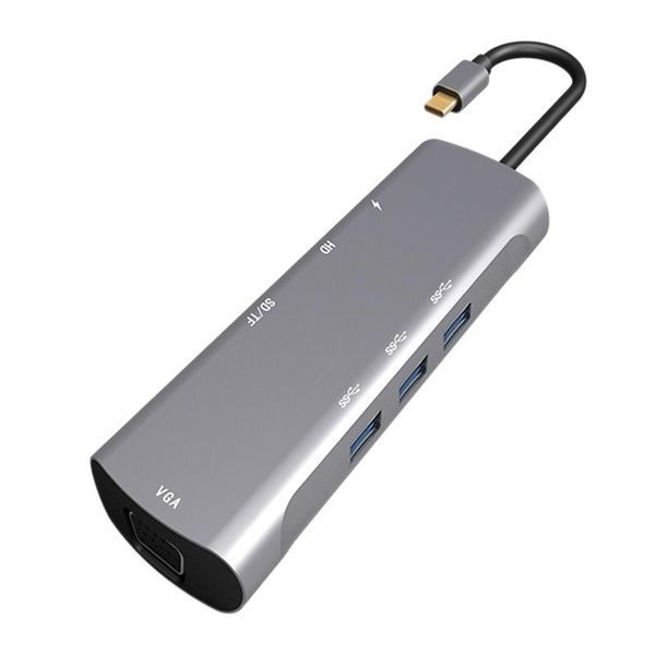 

in 1 usb-c hub type-c to vga usb 3.0 tf card reader pd charging adapter splitter docking stations