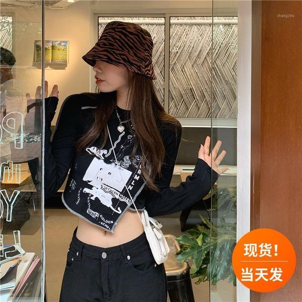 

women's t-shirt sweet cool girl wear bottoming shirt inner scheming machine short slimming navel-exposed jazz practice room top, White