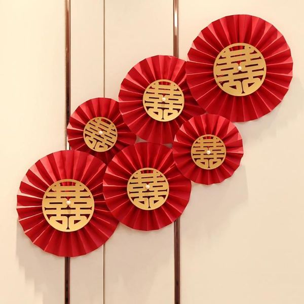 

gift wrap paper fan delicate double-sided portable red fashion decoration