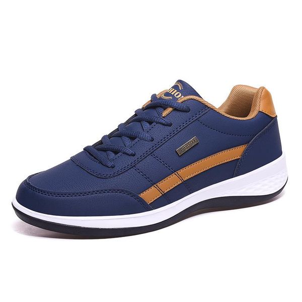 

dress shoes 2021 fashion men sneakers for casual breathable lace up mens spring leather chaussure homme, Black