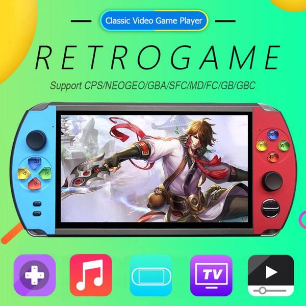 

7.0 inch screen handle retro game player mini console child gifts puzzle toys for fc cps neogeo portable players